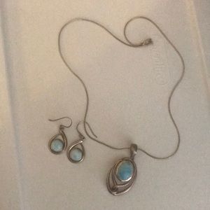 Larimar Stone Earring and Necklace Set